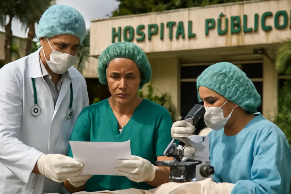 Ministério da Saúde confirma chegada da gripe K (H3N2 J.2.4.1) ao Brasil — primeiro caso registrado no Pará; entenda riscos e prevenção Profissionais de saúde no hospital na região Norte do Brasil, atentos à chegada da gripe K, com equipamentos de proteção individual.