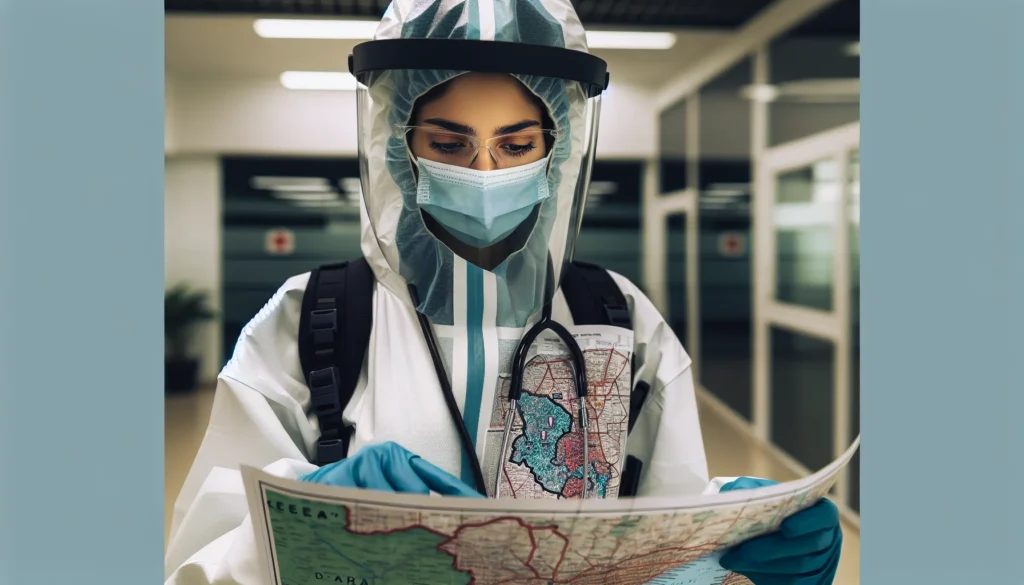 Ceará registra 1º caso de mpox em Fortaleza: entenda sintomas, transmissão e prevenção Profissional de saúde em Fortaleza analisando mapa de Ceará com destaque, em cenário hospitalar, ilustrando o caso de Ceará registra 1 caso